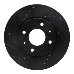 Volvo S40 Brake Rotor (1) - Front Left - R1 Concepts - Drilled & Slotted - Black - `00-`04